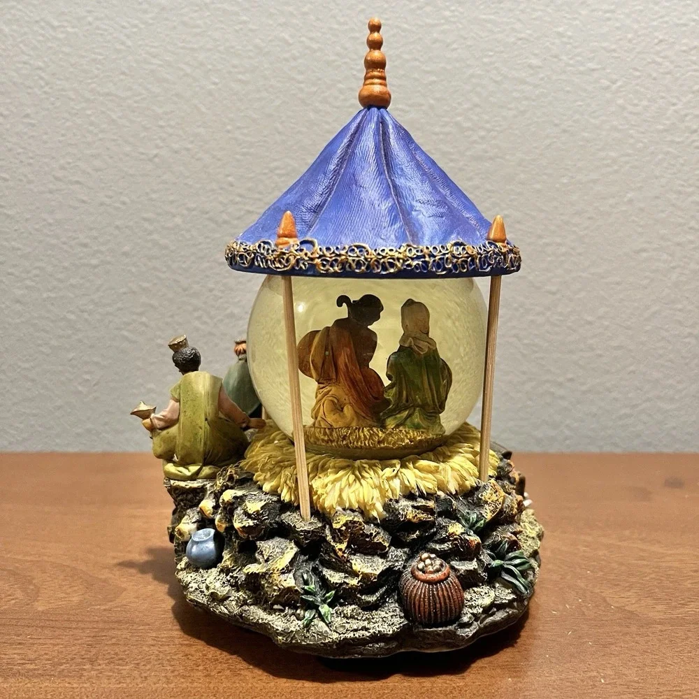 Fontanini Renaissance Nativity Musical Glitterdome 2005 We 3 Kings RARE MODEL‎